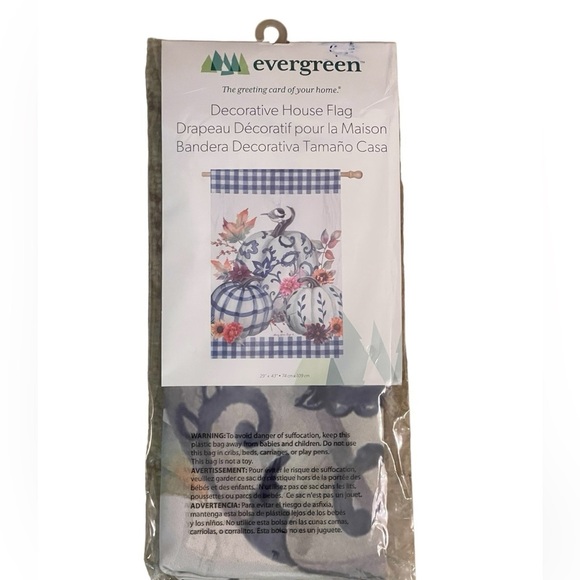 Evergreen Chinoiserie Pumpkins House Flag - Picture 2 of 3